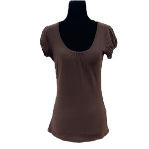 Spanish Harlem Brown Short Puff Sleeved Vintage T-Shirt